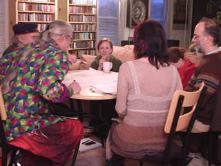 Group discussion of the Drawings for a Teaching Center at the Gesundheit Institute