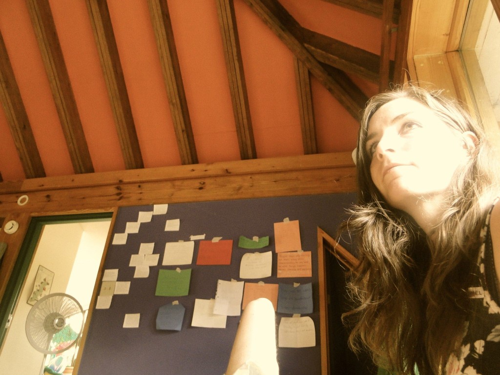 Melanie with wall of notes